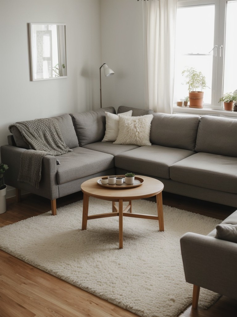 Create a cozy and inviting atmosphere in your small apartment with IKEA's soft and plush rugs.