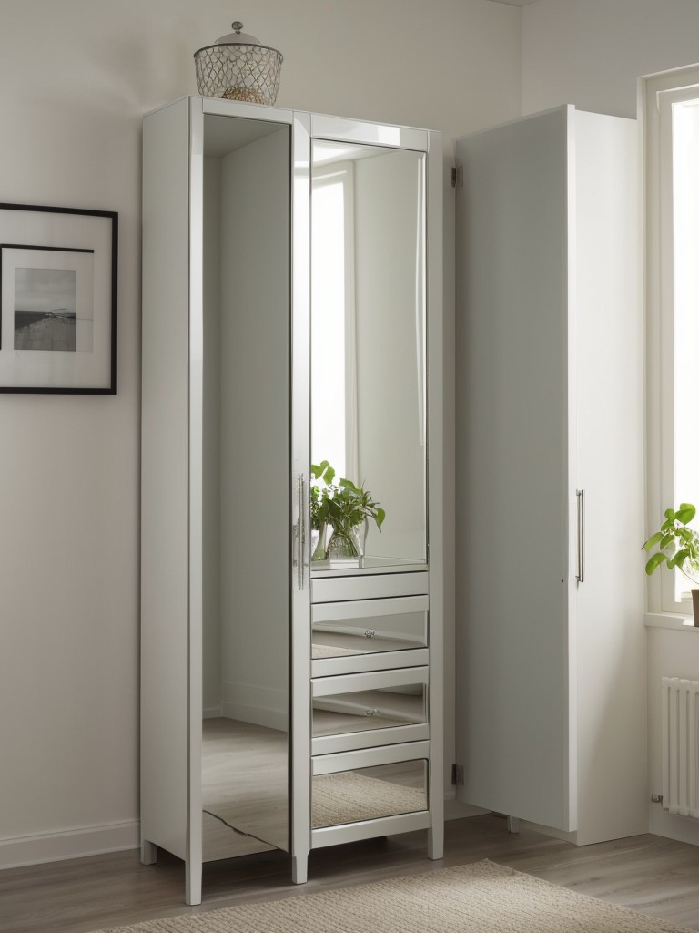 Create a sense of openness by using IKEA's mirrored furniture, like a mirrored wardrobe or a mirrored accent wall.