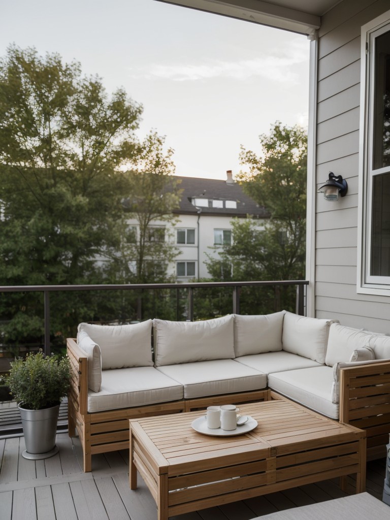 Incorporate IKEA's balcony furniture options to create a cozy outdoor space, expanding the living area of your small apartment.