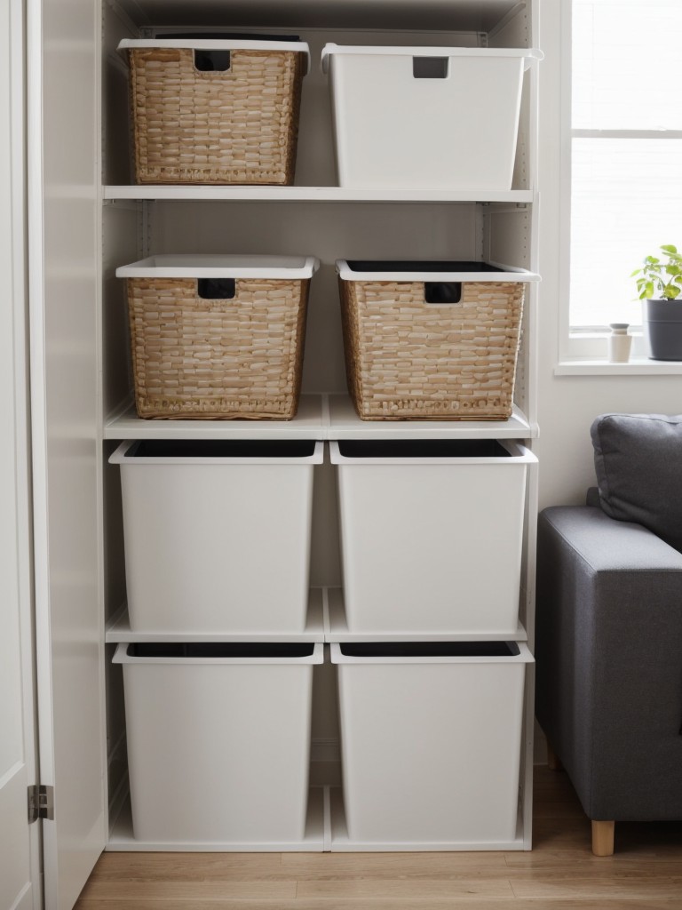 Incorporate IKEA's storage boxes and bins to keep your small apartment organized and clutter-free.