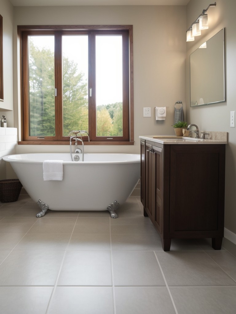 Ensure safety and accessibility by installing handrails and slip-resistant flooring in the bathroom.