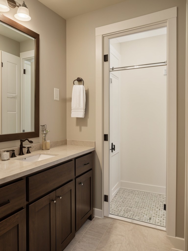 Incorporate universal design principles by adding wider doorways, lower countertops, and grab bars in the bathroom.