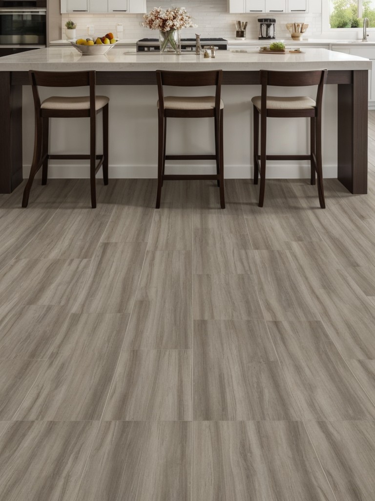 Opt for durable and low-maintenance flooring options like laminate, vinyl, or porcelain tiles.