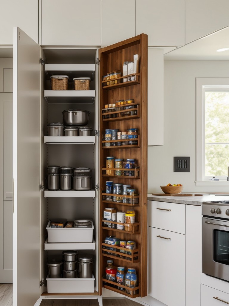Utilize vertical space by installing open shelves or wall-mounted cabinets to maximize storage in a small kitchen.
