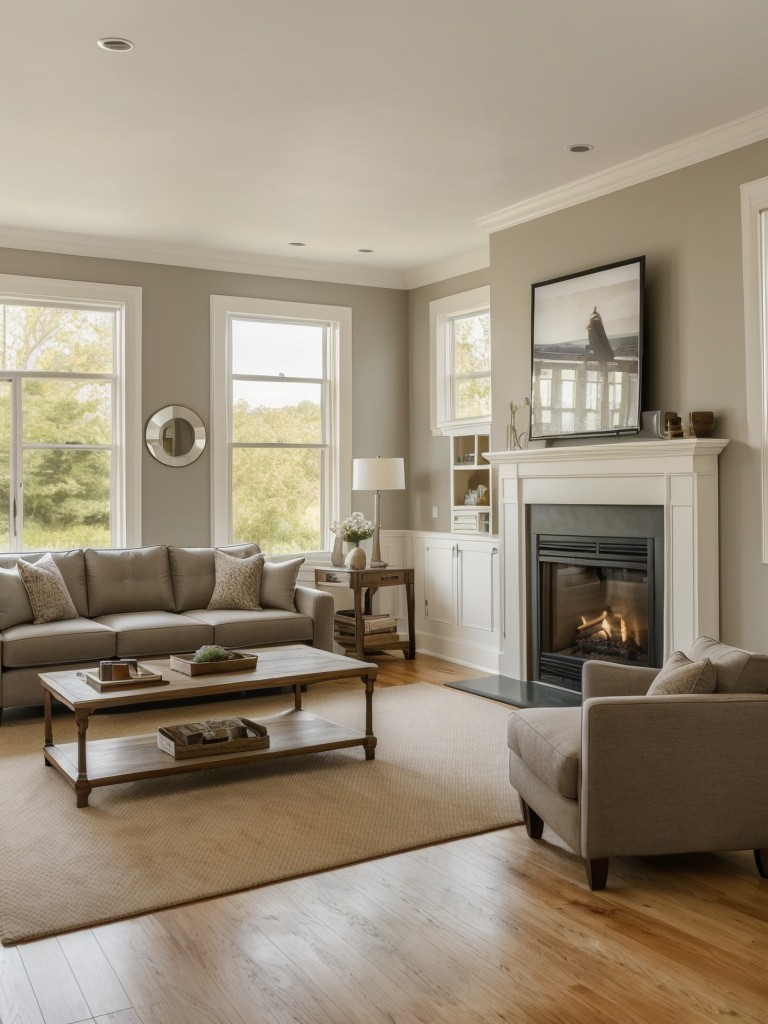 Arrange your furniture in a way that encourages conversation, such as facing sofas or chairs towards each other or grouping them around a focal point like a fireplace or TV.