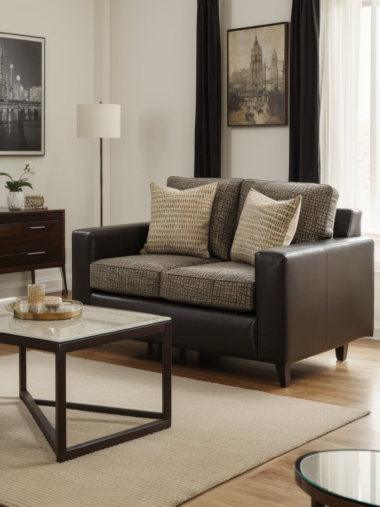 Consider a statement piece like a bold-patterned accent chair or a unique coffee table to add personality to your living room.