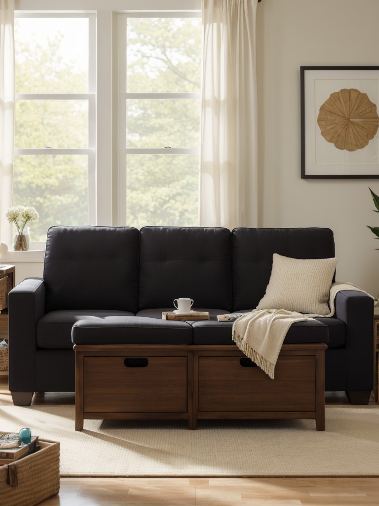 Embrace multipurpose furniture, such as ottomans with hidden storage, that can double as seating and provide extra space for blankets or board games.