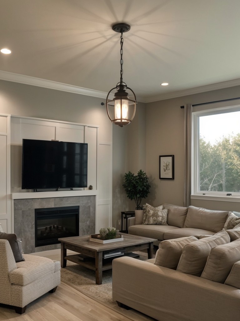 Install adjustable sconces or pendant lights to create mood lighting in your living room, perfect for movie nights or a cozy evening in.
