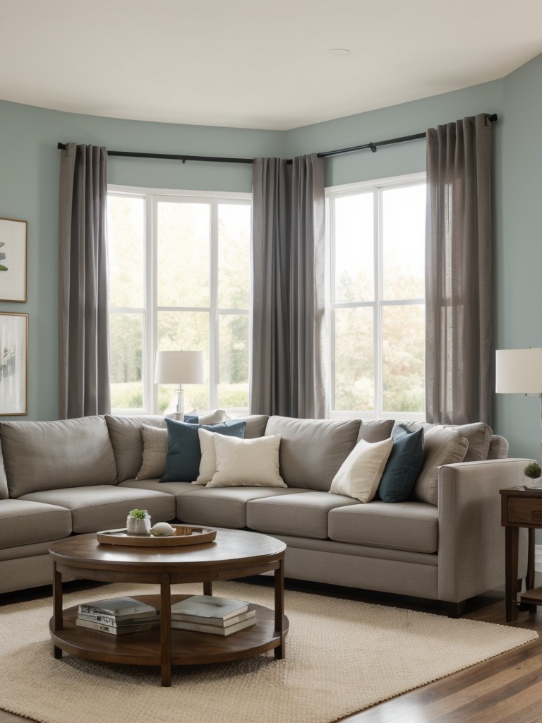 Keep the overall look cohesive by sticking to a specific color palette or theme throughout your living room, ensuring a harmonious and inviting space.