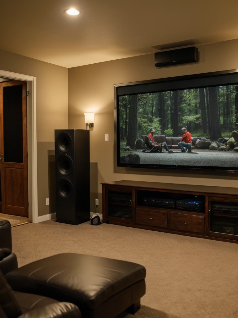 Creating a cozy man cave in your apartment with a comfortable recliner, a big screen TV, and a home theater system for immersive movie nights.