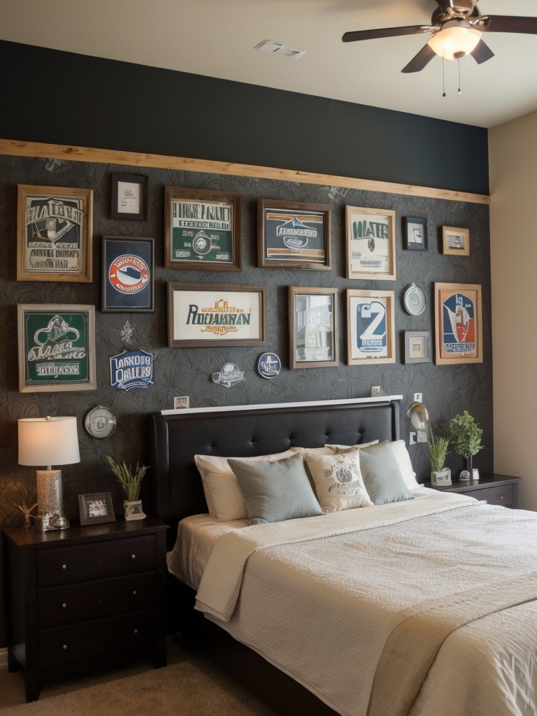 Customizing the walls of your apartment man cave with unique wallpaper, a chalkboard wall, or showcasing your favorite team's colors and memorabilia.