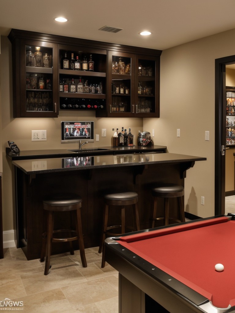 Incorporating personal interests into your man cave design, such as displaying sports memorabilia, a mini bar for entertaining, or a gaming setup with a dedicated area for consoles and accessories.