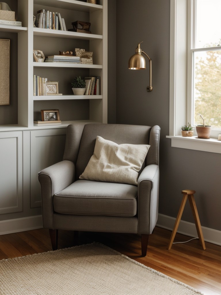 Create a cozy reading nook by adding a comfortable armchair, a floor lamp, and a small bookshelf to a corner of your bedroom or living area.