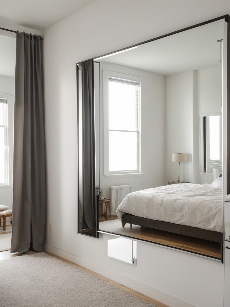 Hang mirrors strategically to reflect light and make your one bedroom apartment appear larger and brighter.