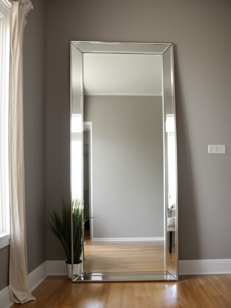 Incorporate a full-length mirror to make your space feel more open and to create the illusion of depth.