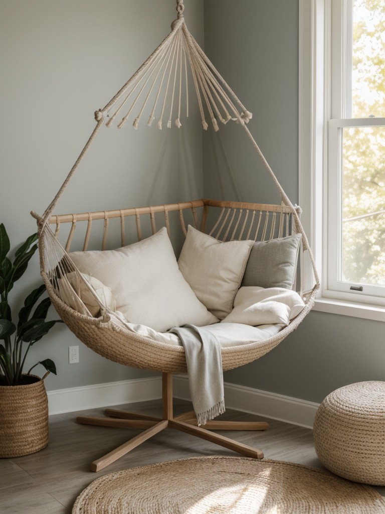 Add a hammock or a hanging swing chair to create a cozy nook for relaxation and daydreaming.