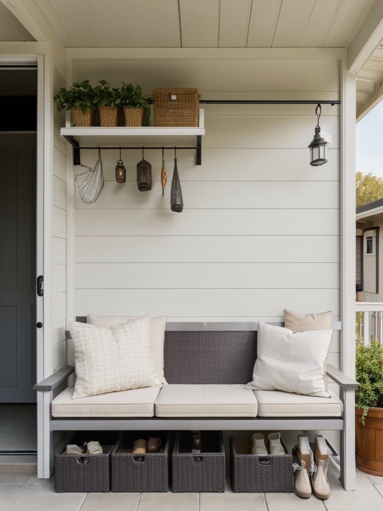 Don't forget about storage! Utilize hanging wall organizers or outdoor storage benches to keep your balcony tidy and clutter-free.