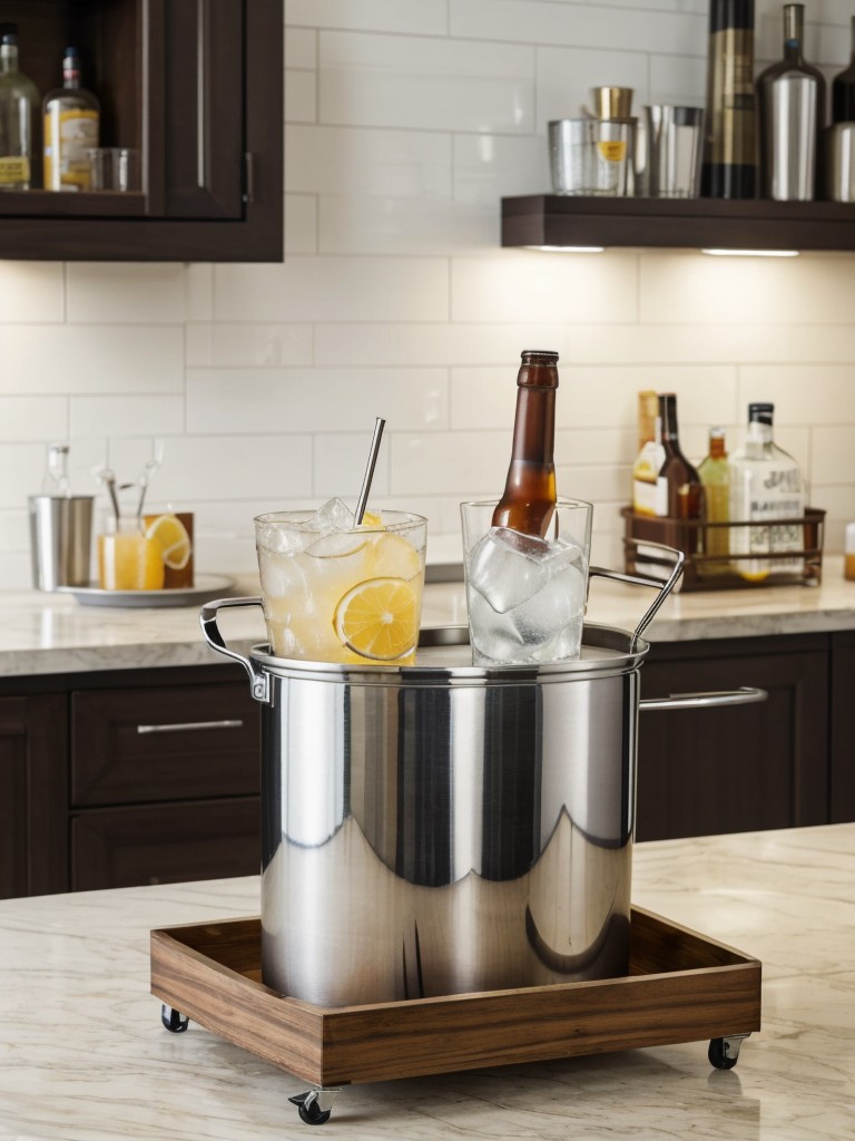 Incorporate a small bar cart or portable ice bucket to enjoy refreshing drinks without having to constantly go back indoors.