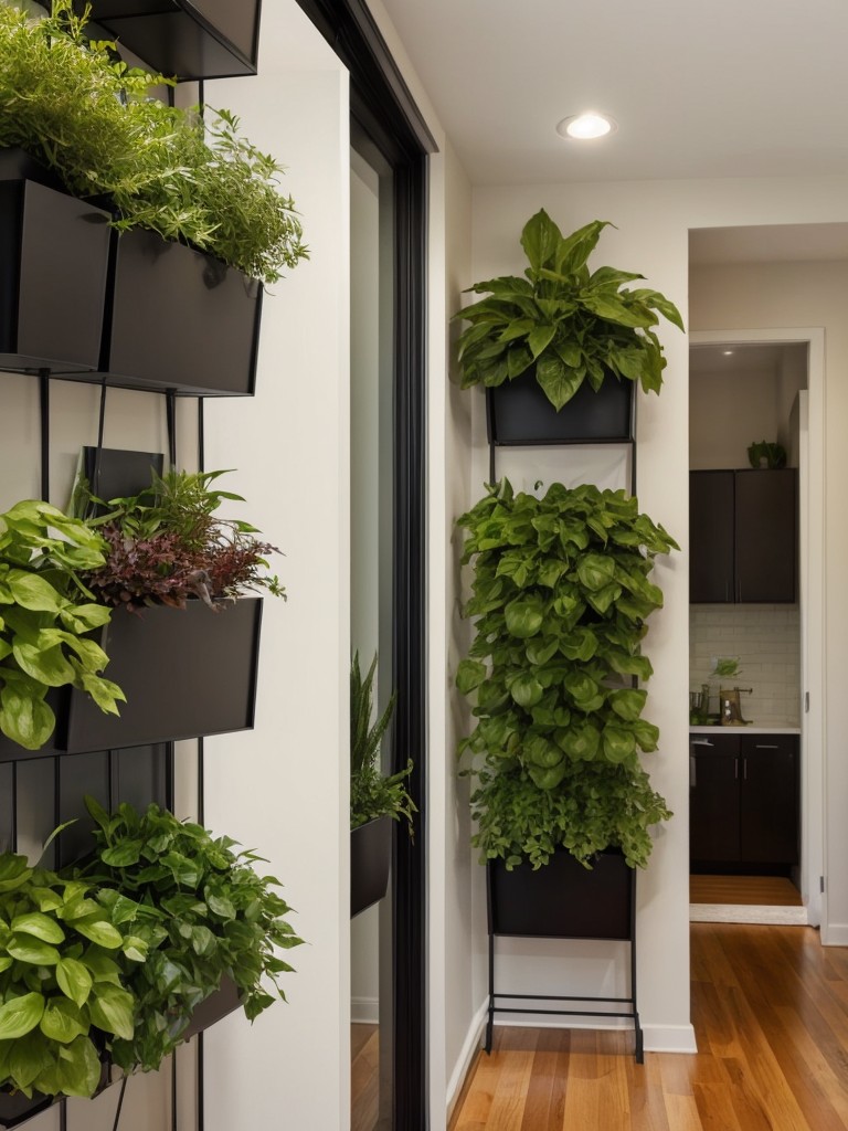 Maximize the use of vertical space by installing hanging planters or a vertical garden, saving you valuable floor space.