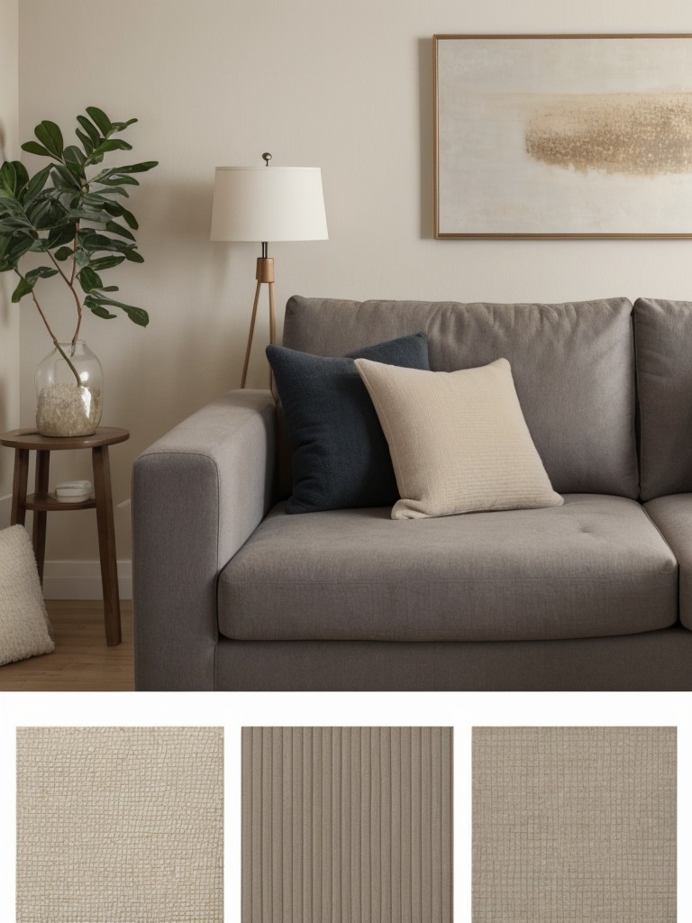 Add texture to your living room with cozy blankets, plush cushions, or textured wallpapers.