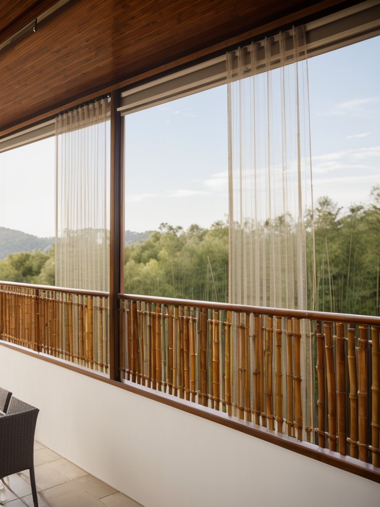 Create privacy with bamboo blinds or outdoor curtains that can be easily attached to the balcony railing.