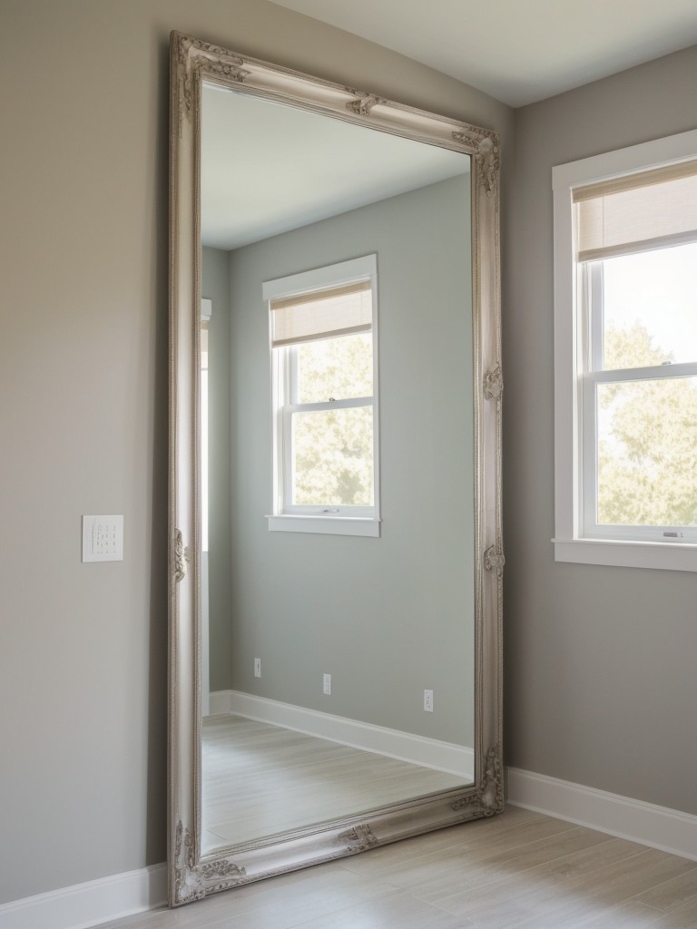 Hang a mirror to create an illusion of a larger space and reflect natural light.