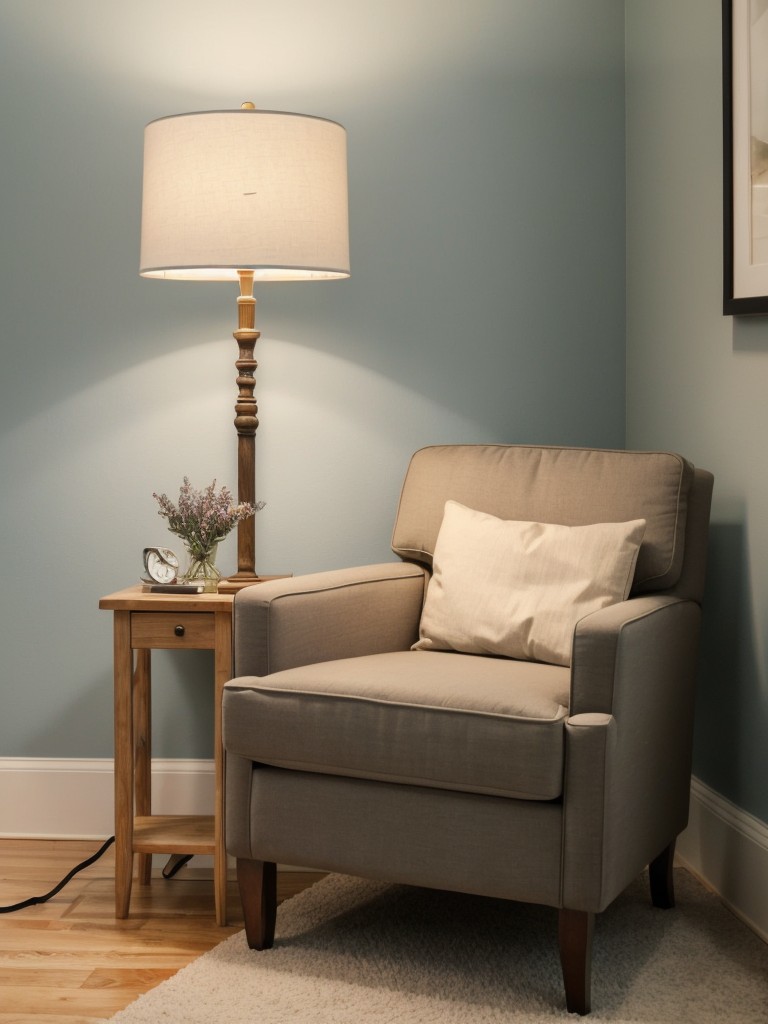 Transform unused corners with a budget-friendly floor lamp, small side table, and comfortable chair for a cozy reading nook.