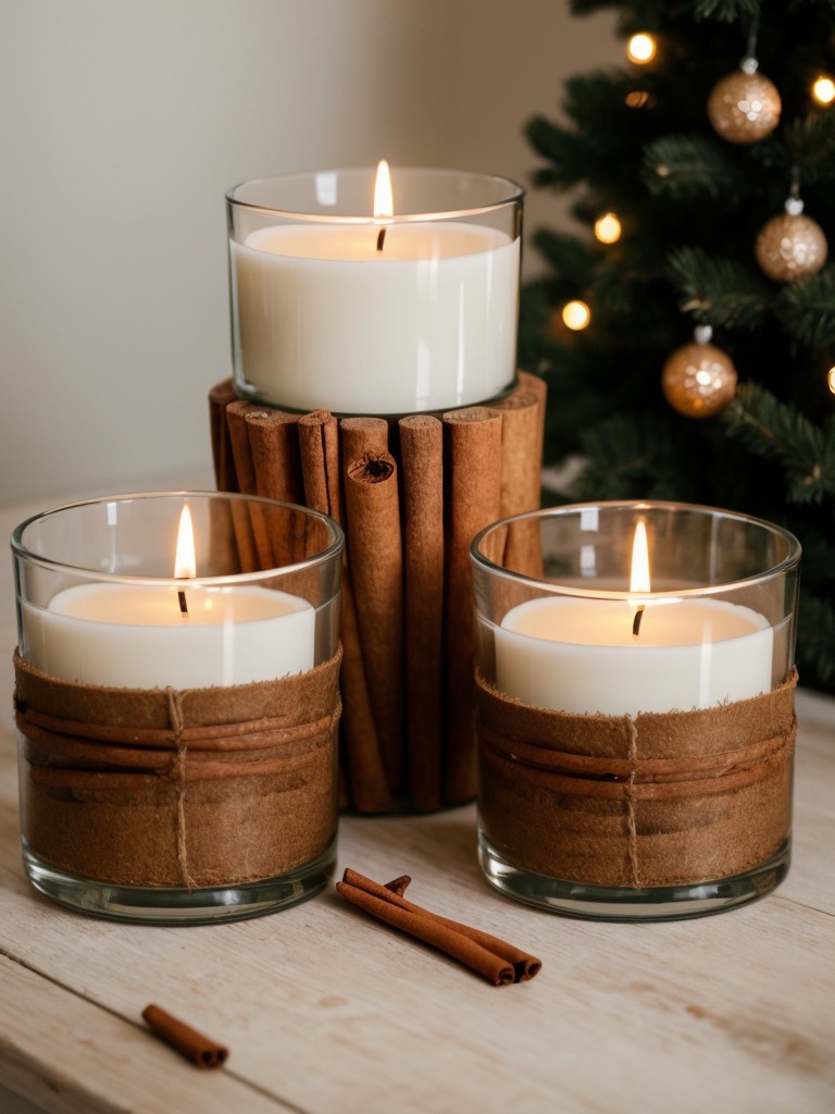 Add scented candles to infuse the space with seasonal fragrances, such as pine or cinnamon.