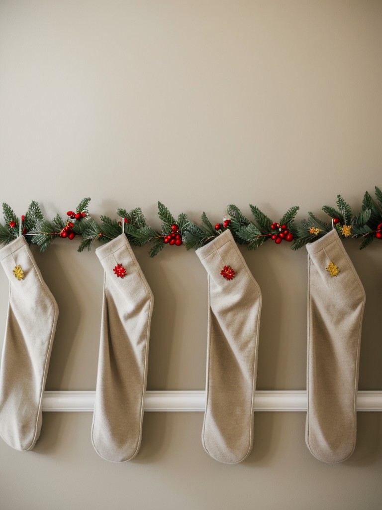 Use adhesive hooks to hang stockings, wreaths, or garlands without causing damage to walls or furniture.