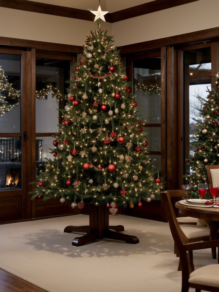 Utilize a slim Christmas tree or tabletop tree to save space while still adding festive cheer.