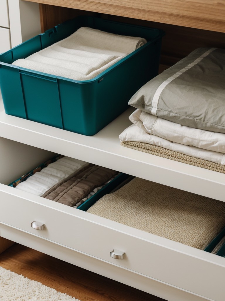 Utilize under-bed storage containers to store holiday-related items when not in use.