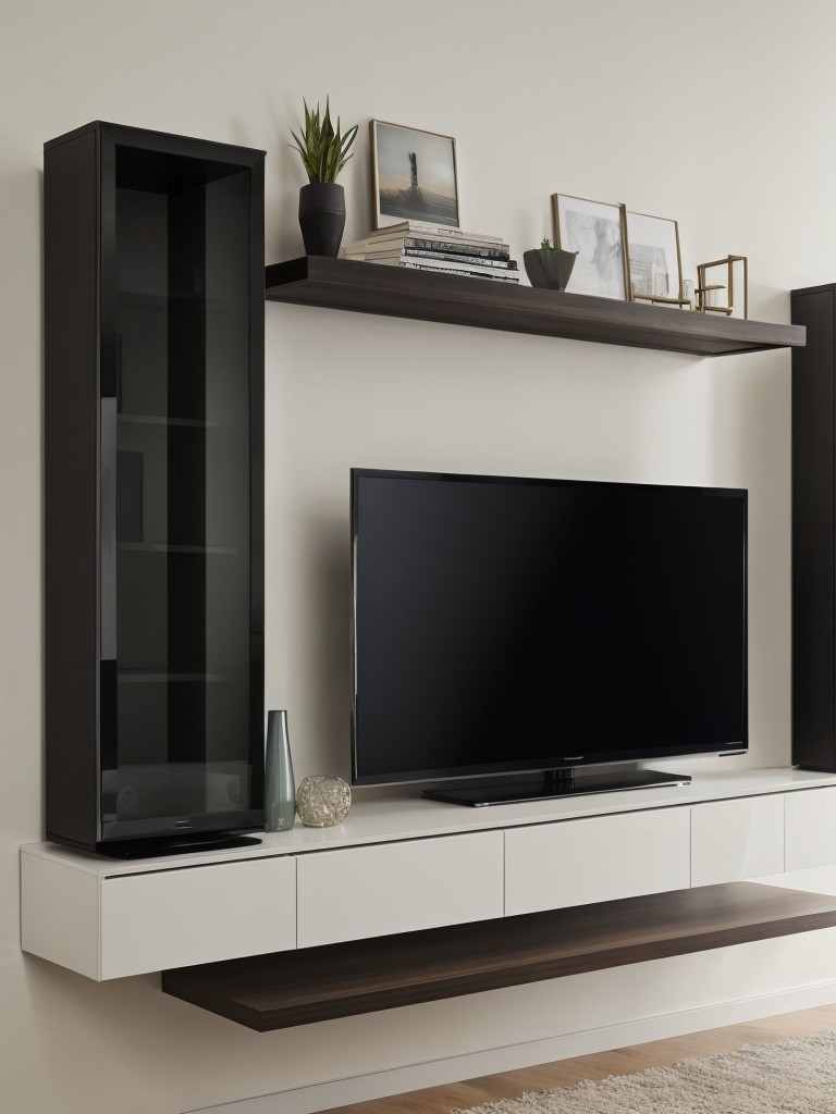 Consider using a floating TV stand or mounting your television on the wall to save space and create a sleek and modern look.