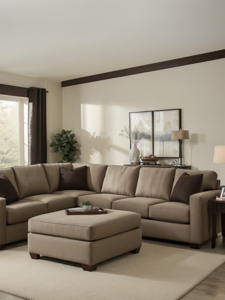 Experiment with various seating arrangements, like a sectional sofa or a mix of chairs and loveseats, to create a dynamic and inviting living room.
