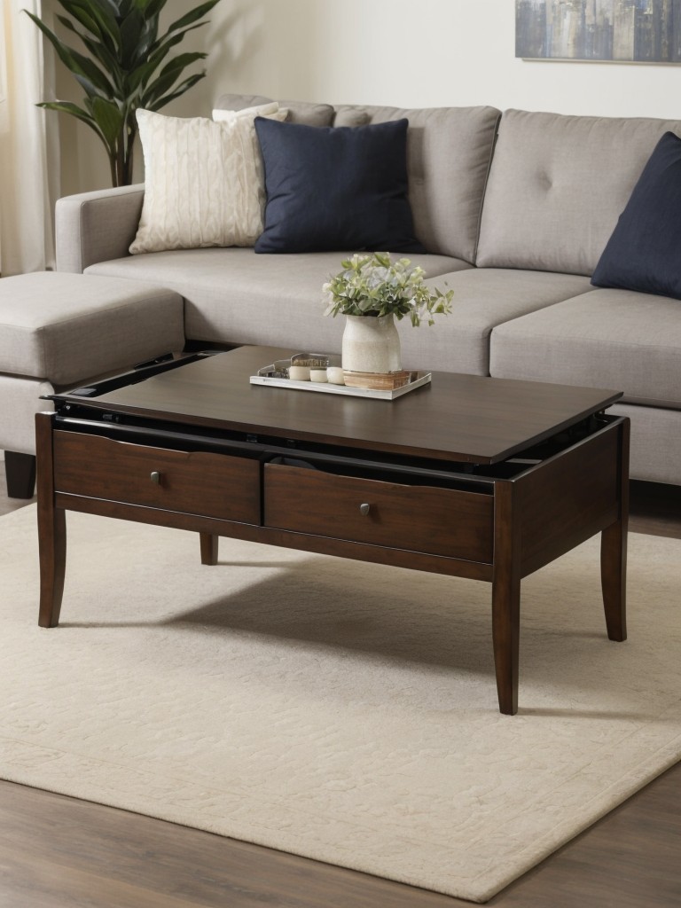 Explore the option of a convertible coffee table that can be adjusted in height or expand to accommodate larger gatherings or group activities.