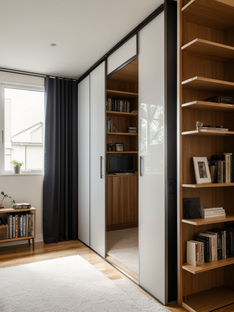 Incorporating a movable partition or a bookshelf as a room divider in a small studio apartment, allowing for flexibility in rearranging the space to meet changing needs.