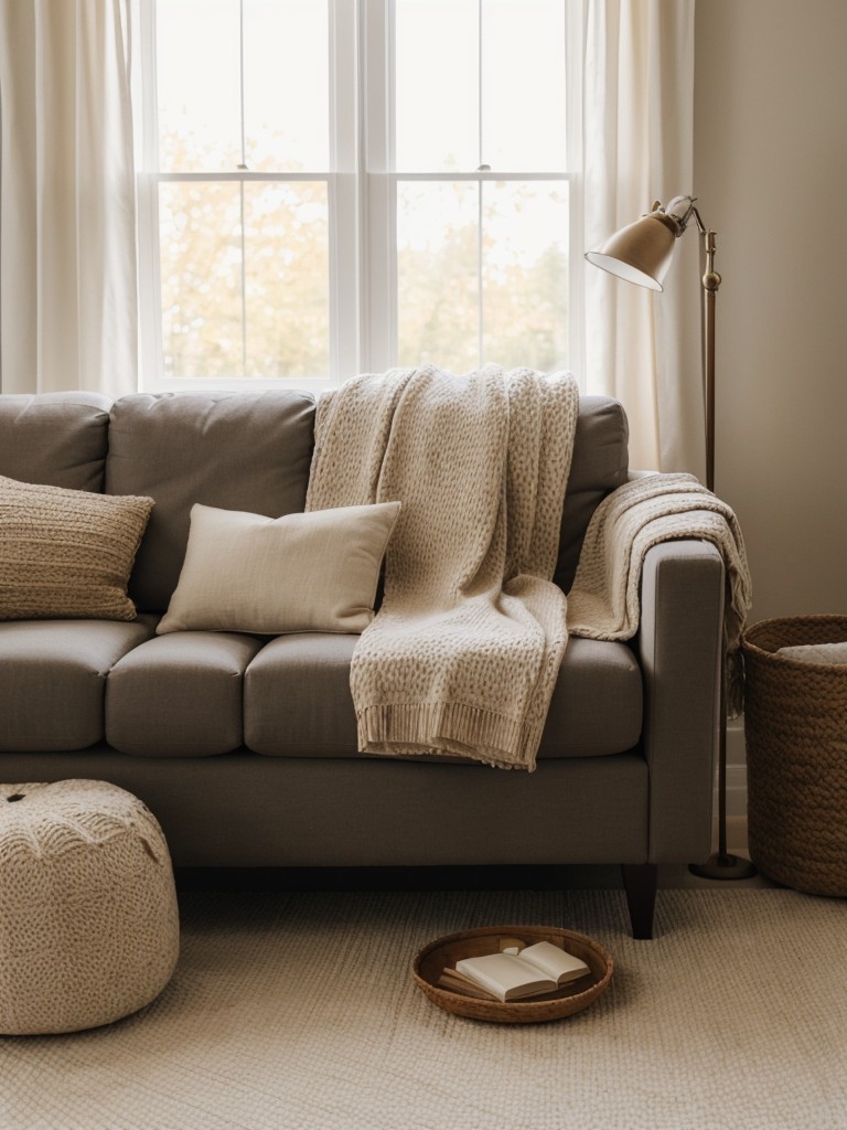 Swap out lighter fabrics for cozy textiles like blankets and throw pillows in rich, textured materials to create a cozy fall atmosphere.