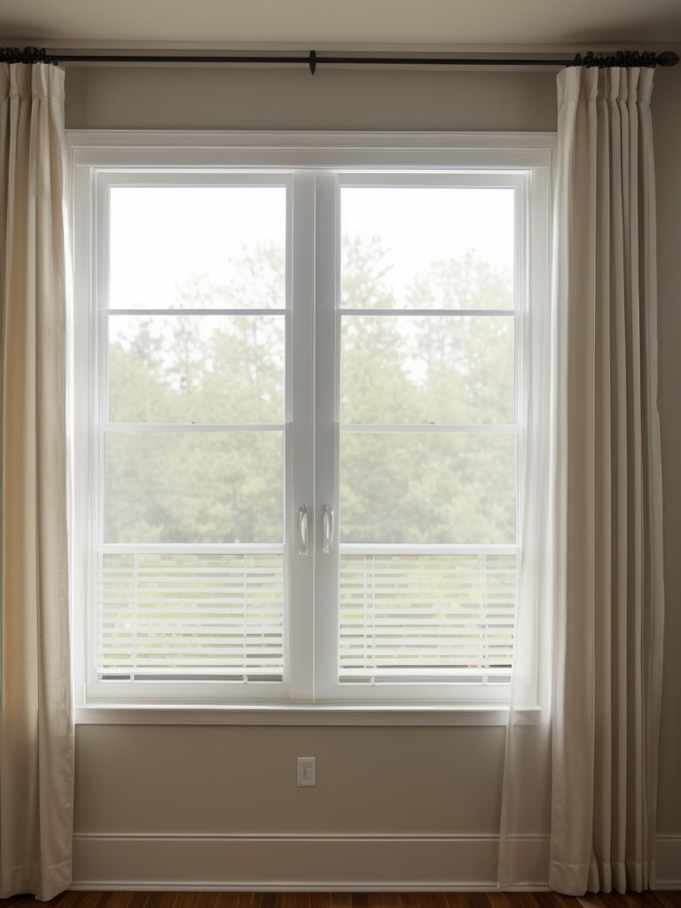 Consider using light-colored curtains or blinds that allow natural light to filter through while still providing privacy.