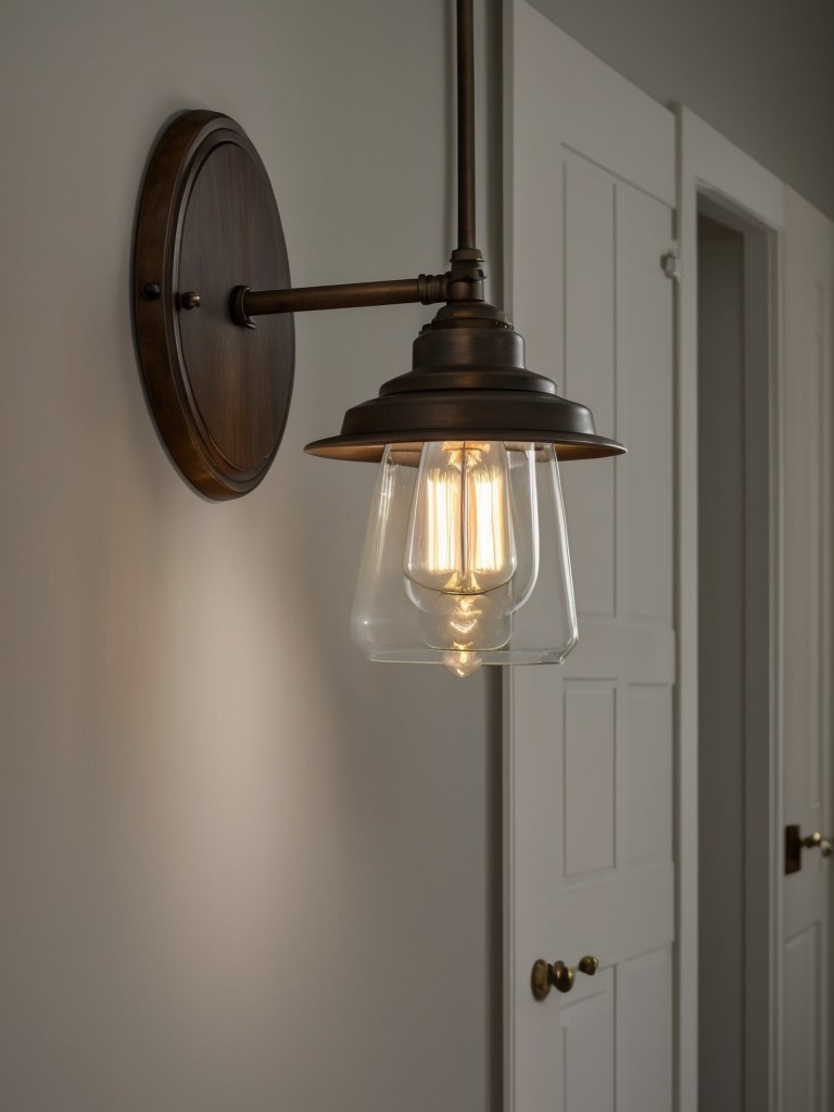 Use wall sconces or pendant lights to save valuable floor space and add visual interest to the room.