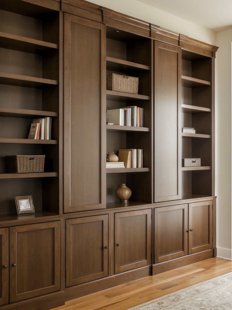 Choose furniture with built-in bookshelves or shelving units to reduce the need for additional storage.