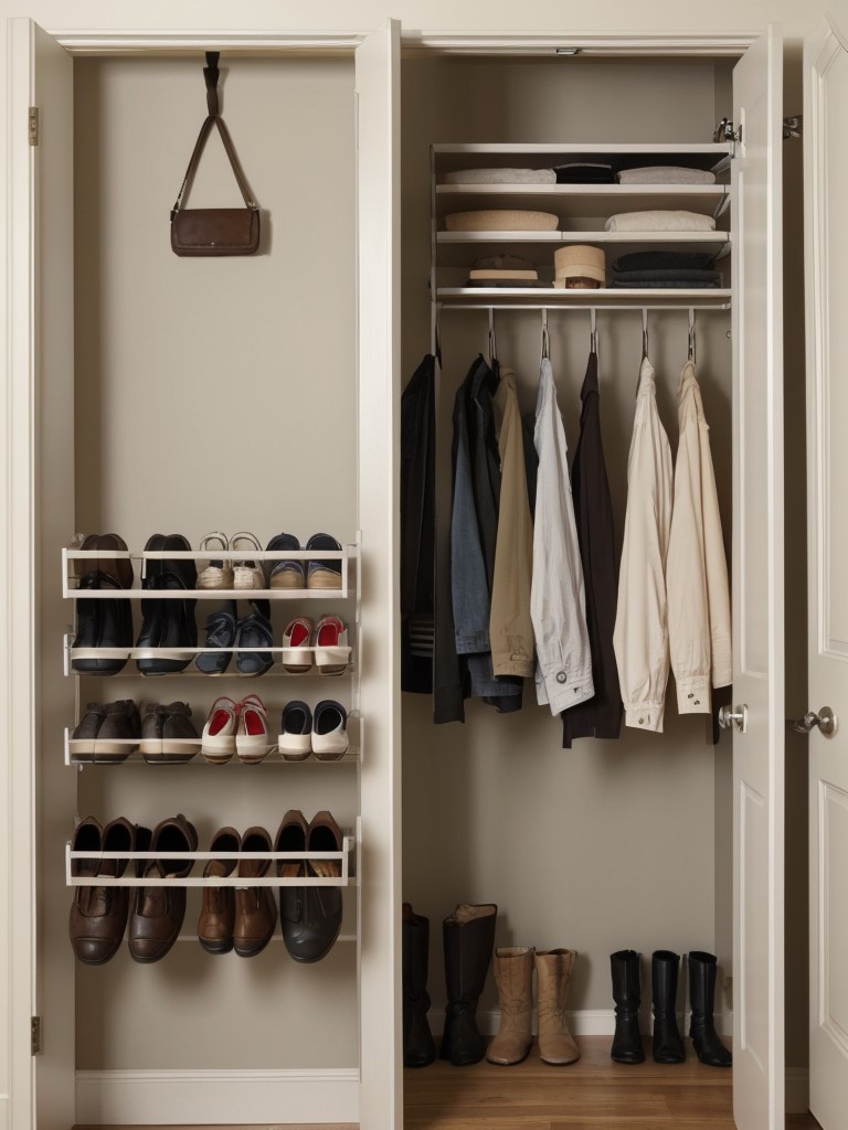 Consider using a hanging shoe rack or over-the-door shoe organizer to maximize closet space.