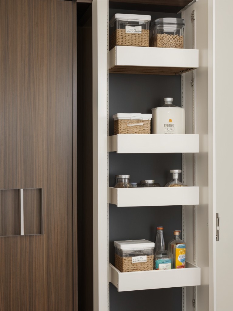 Utilize wall-mounted shelves and storage units to maximize vertical space.