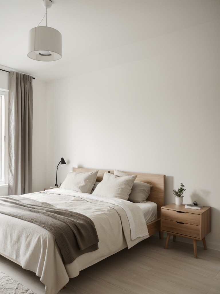 Scandinavian-inspired men's bedroom with clean lines, neutral colors, and minimalist decor for a simple yet stylish atmosphere.