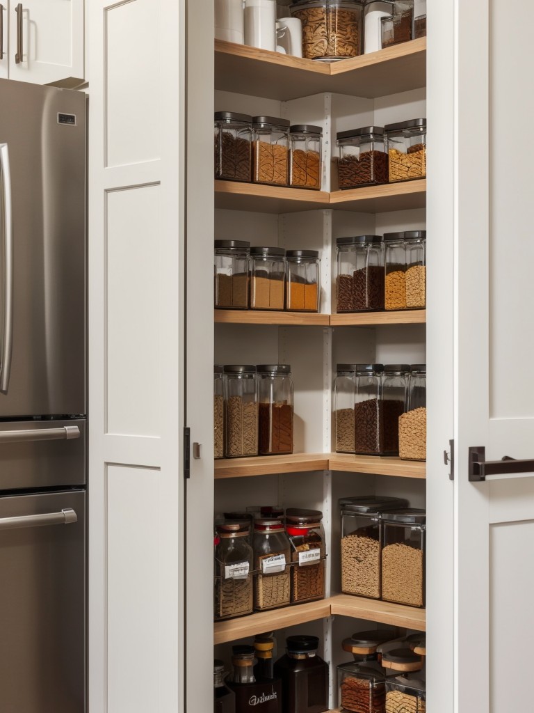 Consider a built-in pantry system with customizable features.