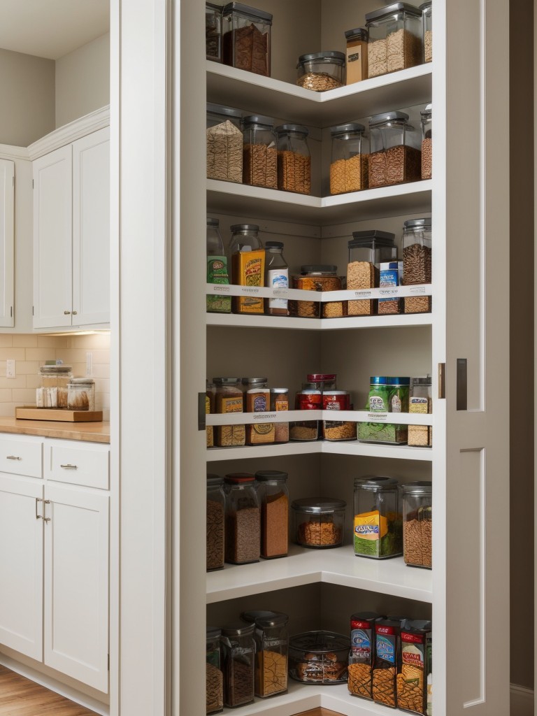 Incorporate a pantry corner carousel to optimize space in tight corners.