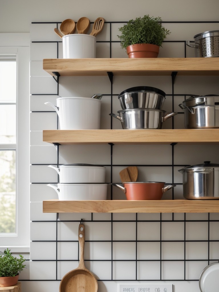 Install a pegboard or wall grid for hanging pots, pans, and utensils in the pantry.