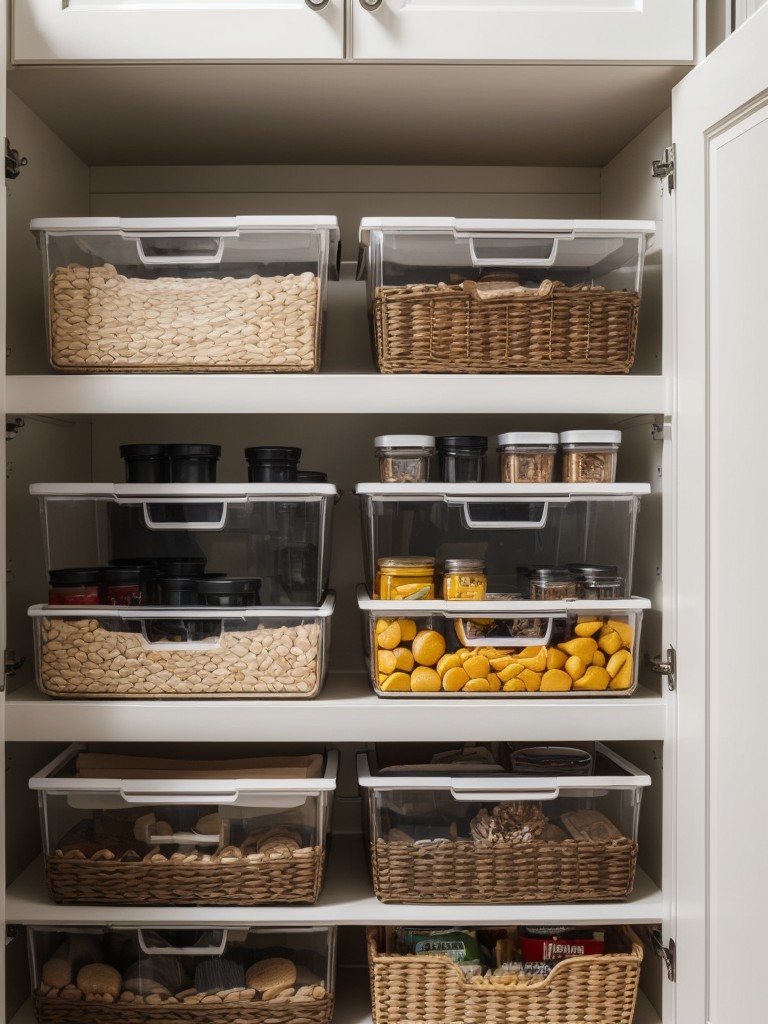 Use clear drawer organizers to organize and separate different pantry items.