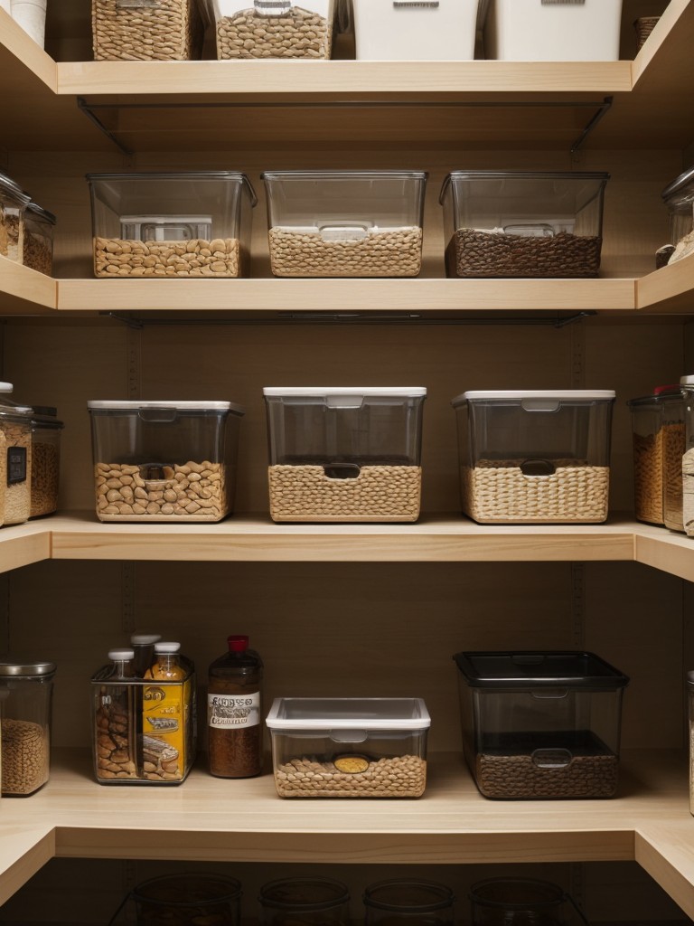 Utilize the top of the pantry shelves as additional storage space for infrequently used items.