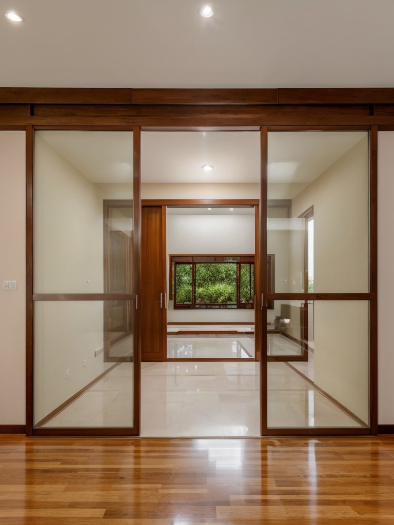 Consider using glass partitions or screens to separate the pooja room from the rest of the living area, offering privacy and a defined space.