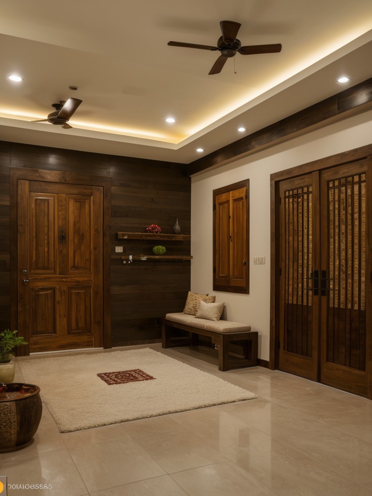 Experiment with different design styles, such as contemporary or rustic, to create a unique and personalized pooja room.