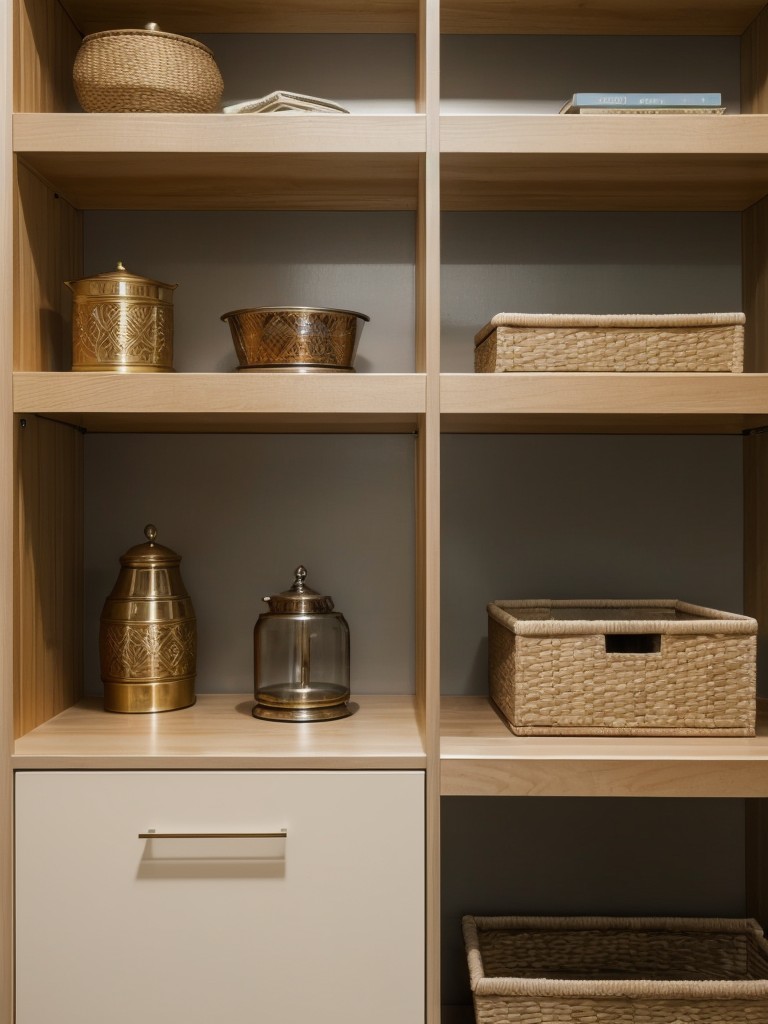 Use adjustable shelves or customized modular units to maximize the storage space in the pooja room.